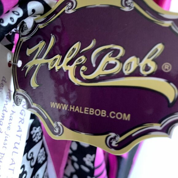 Hale Bob size Small Pink Silk Empire Waist Dress w/Black & White Pattern NWT - Picture 7 of 13